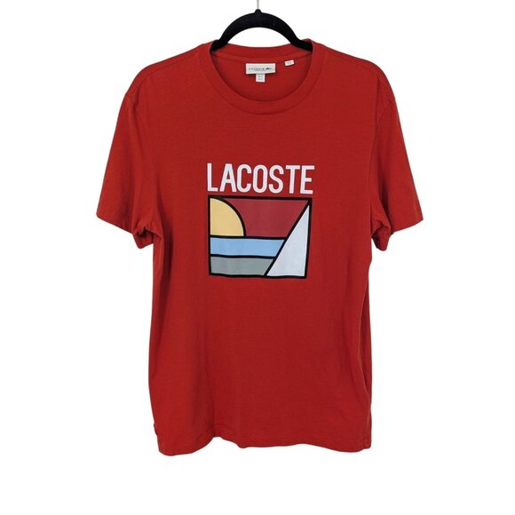 Lacoste T Shirt Men Size M Regular Fit Abstract Graphic Print Logo Streetwear - Picture 1 of 12